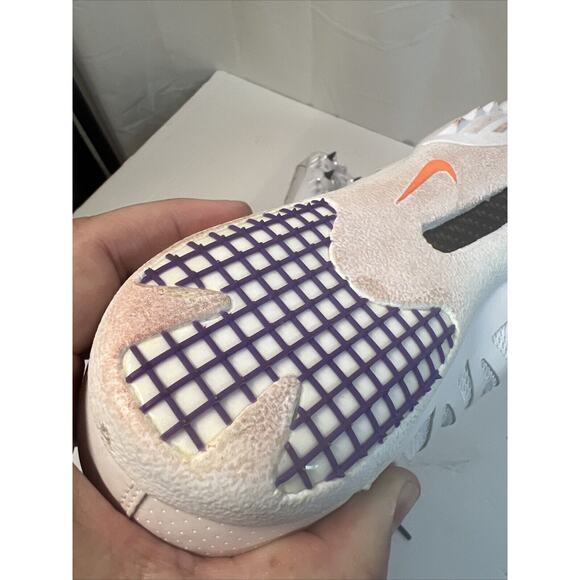 Nike Mens Shoe 13 White Orange Track Cleat Spikes Running Zoom Maxcat Bowerman - Picture 9 of 13